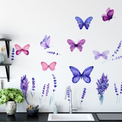Наклейки интерьерные, Светящиеся бабочки, 3D