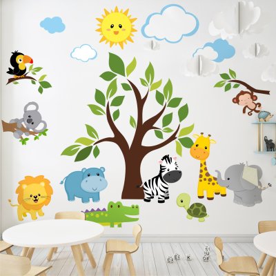 Интерьерные наклейки на стену в детскую комнату, детские декоративные стикеры, настенный декор