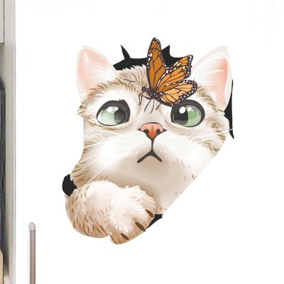 наклейка кошка и бабочка
